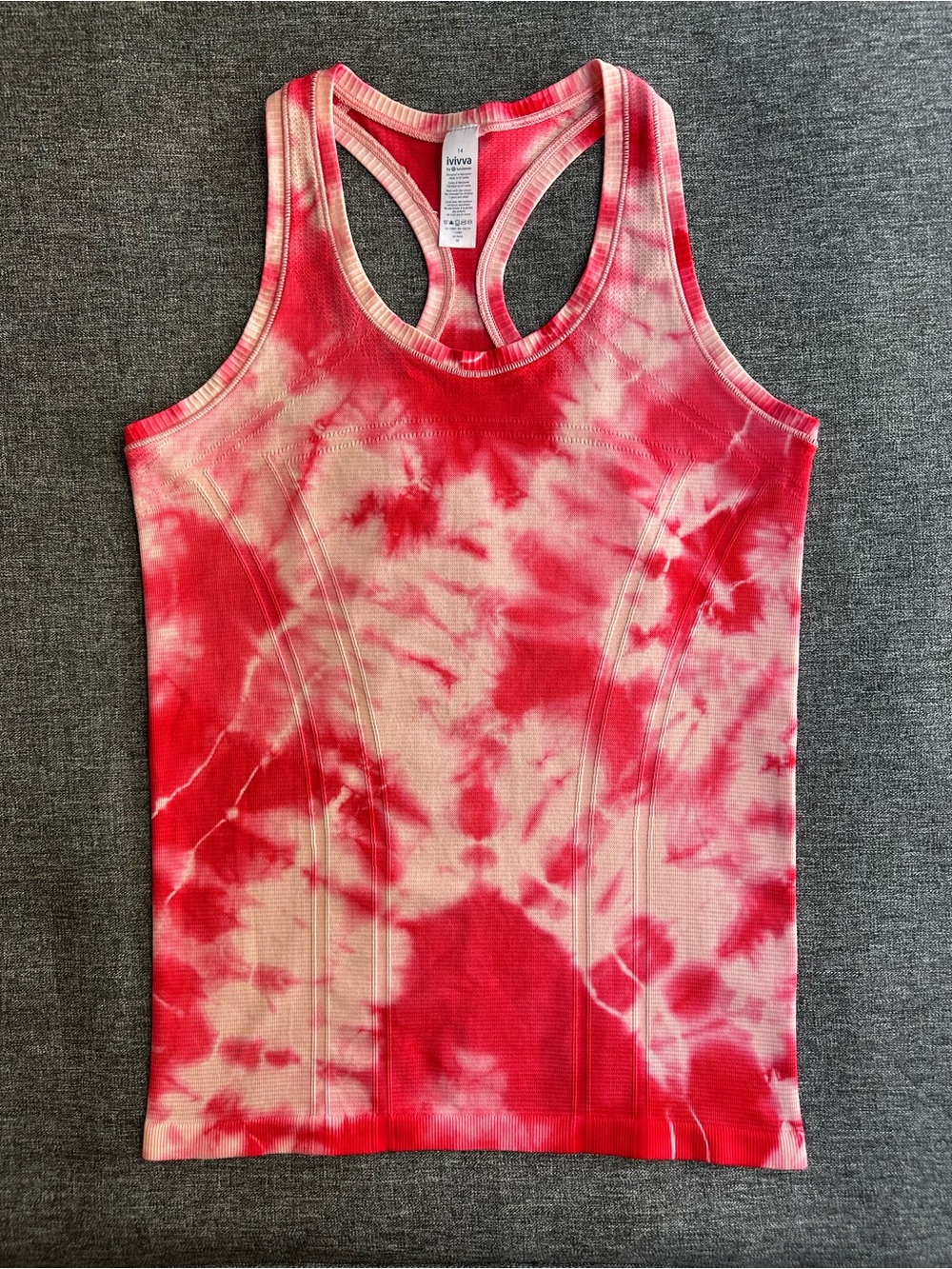 Ivivva by Lululemon Fly Tech Racerback Tank Top Swiftly Pink Tie Dye Girls 14